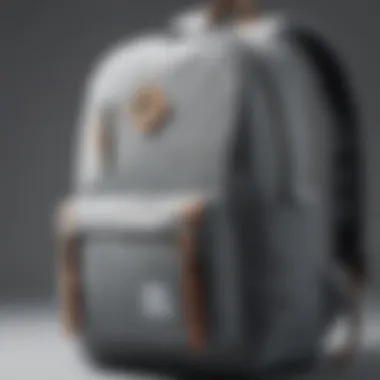 Close-up of the Herschel grey backpack materials and design