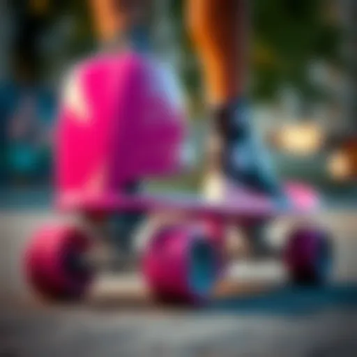 Close-up view of the pink Impala quad skate showcasing its design details