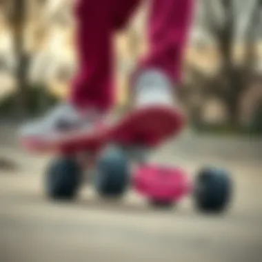 Pink Impala quad skate in action at a skate park