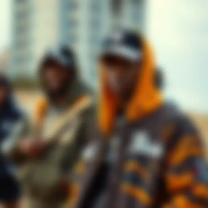 Streetwear Fusion Fashionable streetwear incorporating Mitchell & Ness apparel