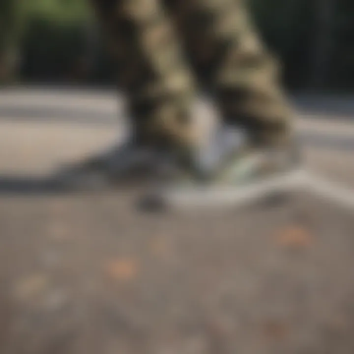 Skateboarder wearing Vans with camouflage pattern