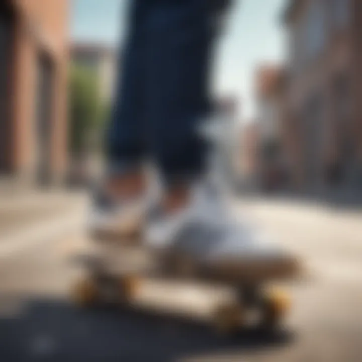 Adidas Samba shoes placed on a skateboard