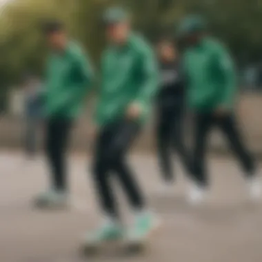 Skater Culture and Green Nike Blazers Group of skaters showcasing their green Nike Blazers