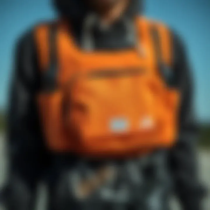 Features of the chest bag highlighting practicality for skateboarders