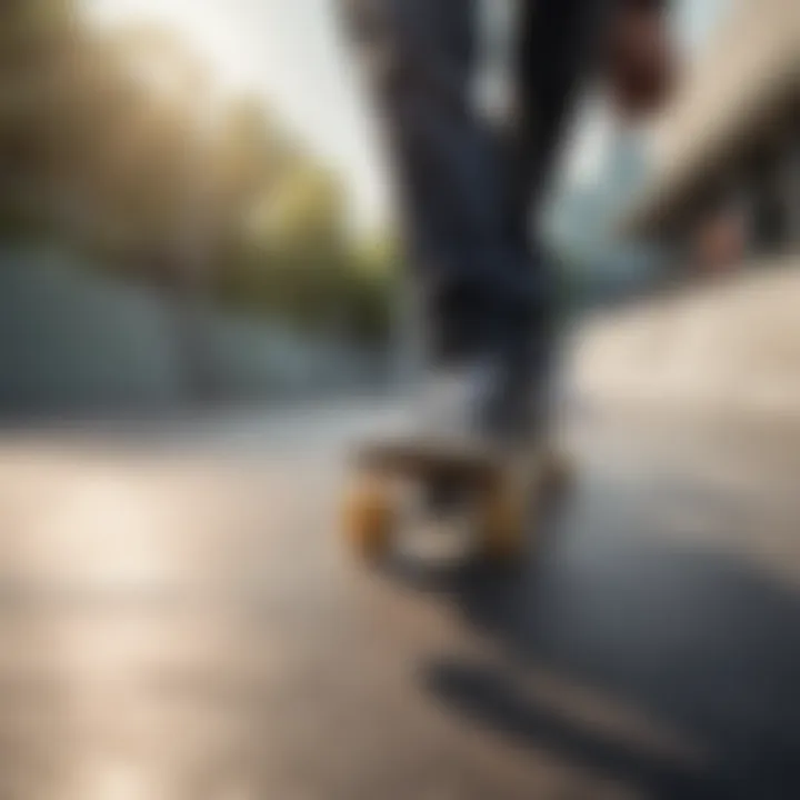 Skateboarder using a Oneball stomp pad in action