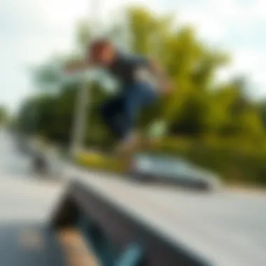 Skater in Action with the Penny Highline Skater performing tricks on the Penny Highline