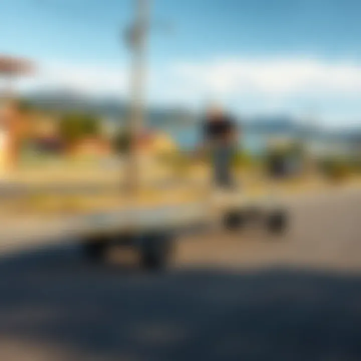 Pintail Longboard in Action Pintail longboard in action on a scenic road depicting smooth riding