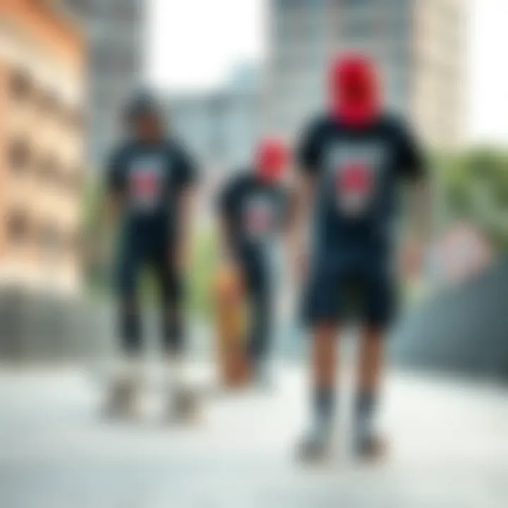 Skaters wearing Riot Society clothing in an urban setting