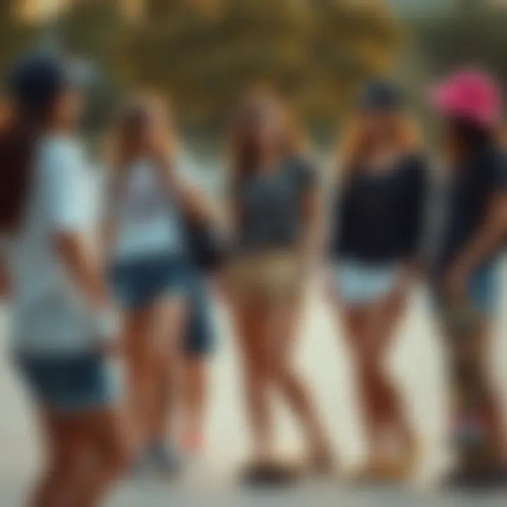 Group of female skaters sharing a moment, highlighting camaraderie in skate culture