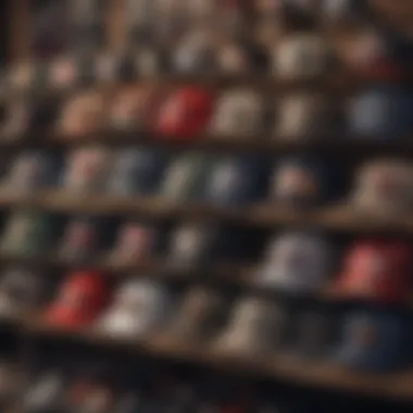 A collection of trucker hats arranged in a stylish display