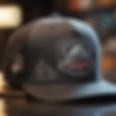 Close-up of a trucker hat showcasing intricate design elements