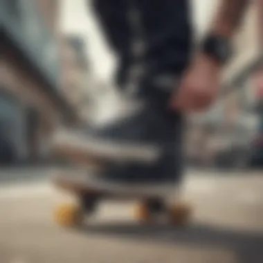 A skater performing tricks with Vans shoes and fat laces