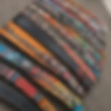 Collection of various skateboard belts highlighting different styles and colors