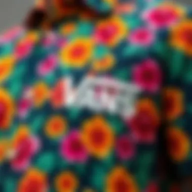 Vibrant Floral Pattern of the Vans Shirt Close-up of the vibrant floral pattern on a Vans shirt