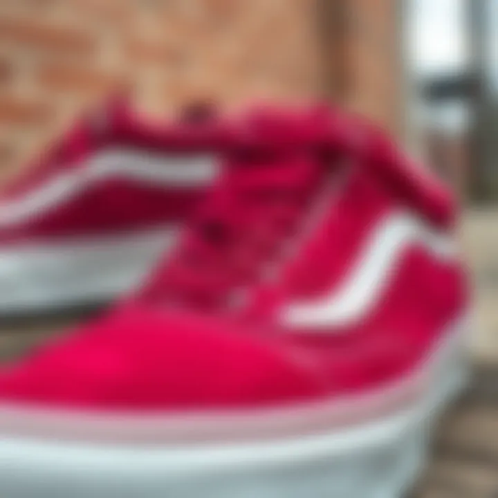 Material Quality of the Vans Old Skool Maroon Close-up of Vans Old Skool Maroon details highlighting material quality