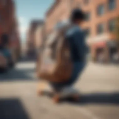 A stylish Von Dutch bag showcased against a vibrant urban backdrop