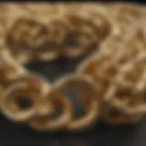 Close-up view of a gold chain showcasing intricate links and craftsmanship