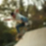 Dynamic skateboarder performing a thrash maneuver