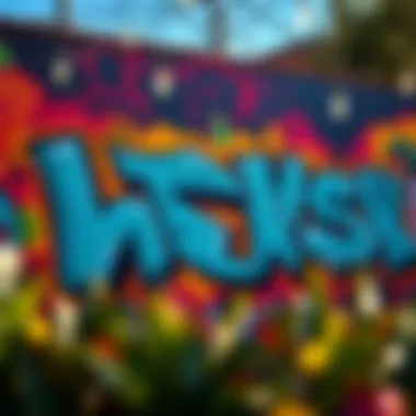 A vibrant graffiti mural representing thrash culture