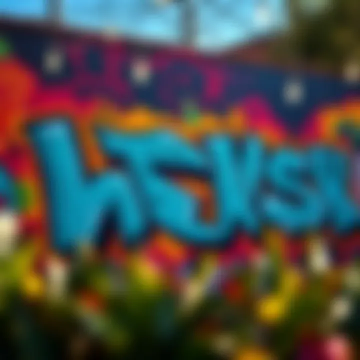 A vibrant graffiti mural representing thrash culture