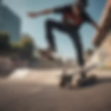 A skateboarder performing a trick using Thunder Trucks