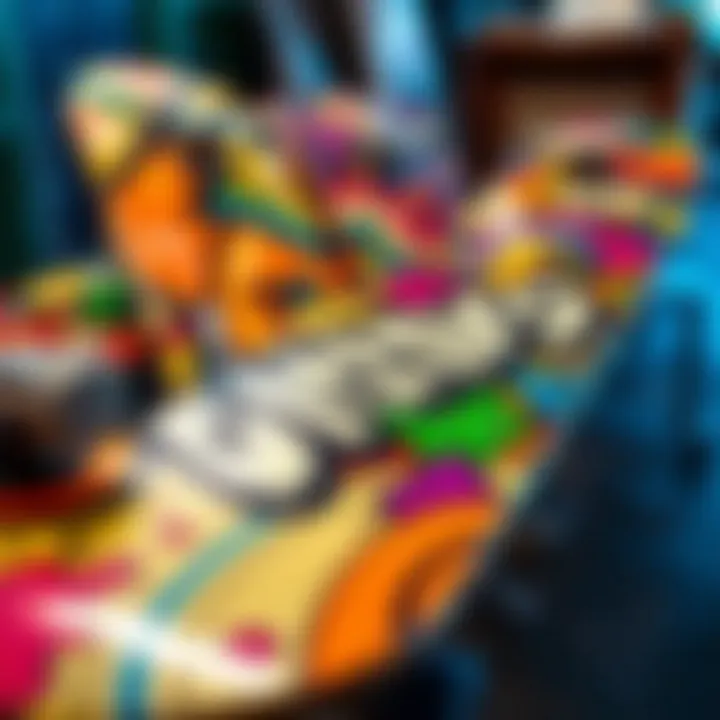 Vibrant skateboard deck designs showcasing street art