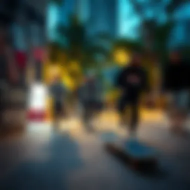 Group of skaters in urban environment