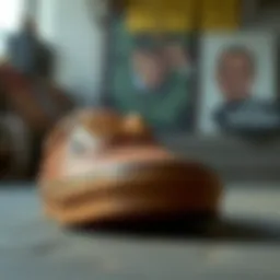 Stylized view of Vans Authentic Leather Brown showcasing its texture