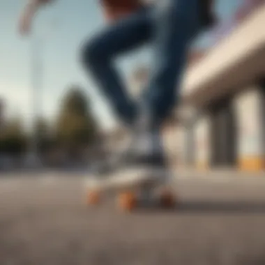 Skater in Action with Vans Low Sole Footwear Skater performing tricks while wearing Vans low sole footwear