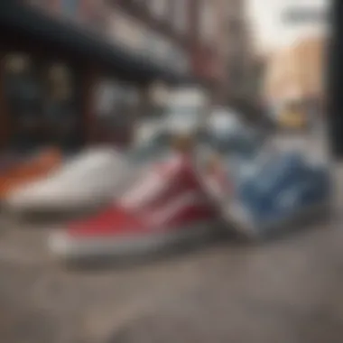 Diverse Styles of Vans Low Sole Shoes Variety of Vans low sole shoes displayed in an urban environment