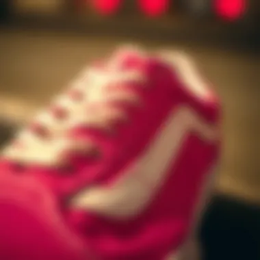 Close-up of the unique pink suede material highlighting its quality