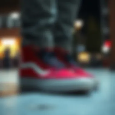 Vans Skate Hi Tops in Urban Skateboarding Vans Skate Hi Tops in an urban skateboarding environment.