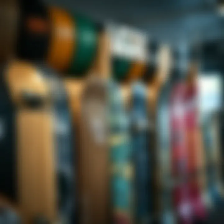 Diverse Skateboard Collection at Vans Store A collection of skateboards on display inside the store