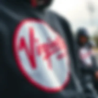 Close-up of the Virginity Rocks logo on a hoodie