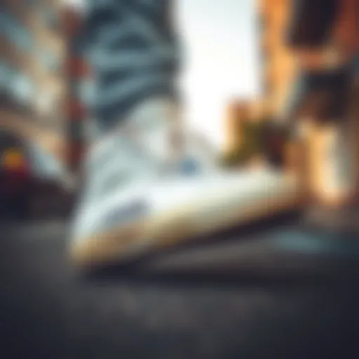 Stylish White Converse Star Hike on Urban Street Stylish White Converse Star Hike on Urban Street