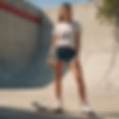 Stylish biker shorts in a skate park setting