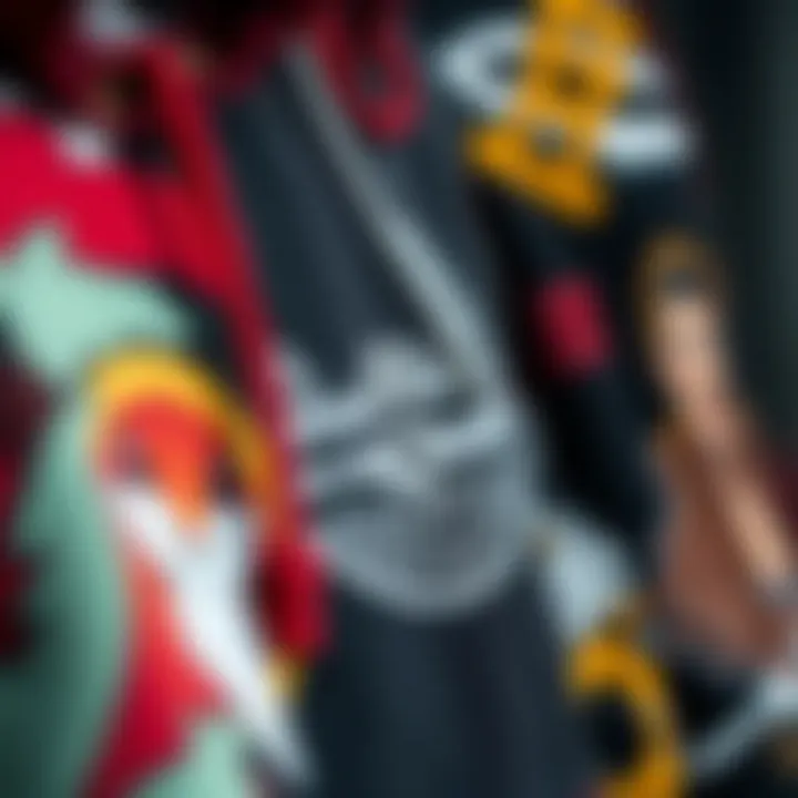 Close-Up of Unique Hoodie Fabric Designs Close-up of hoodie fabric showcasing unique designs