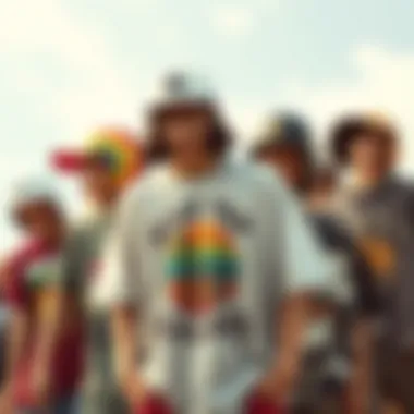 Diverse Trends in Skateboard T-Shirts A collage of youth skateboard t-shirts representing diverse trends