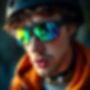 Fashionable Eyewear in Skate Culture Stylish skateboarder wearing fashionable eyewear