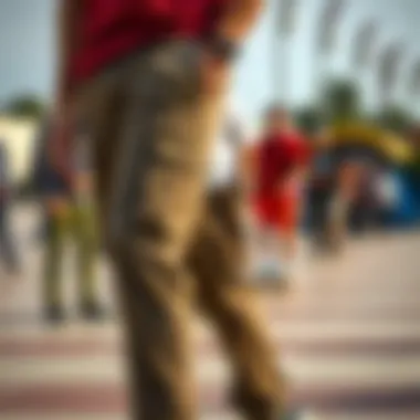 Color Options for Fitted Cargo Pants An array of color options available for fitted cargo pants