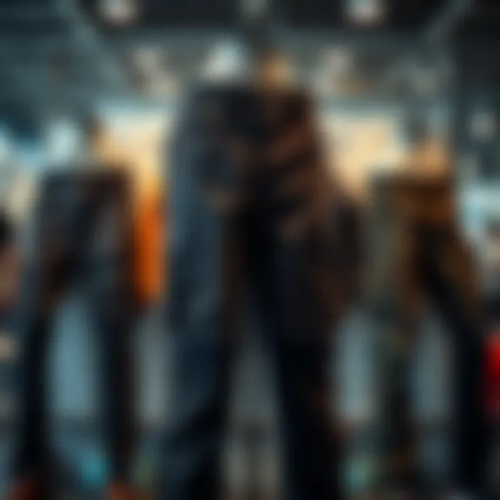 Stylish Display of Fitted Cargo Pants A stylish pair of fitted cargo pants displayed on a mannequin