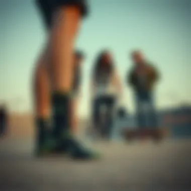 Community Vibe with Weed Ankle Socks at Skatepark Group of friends wearing weed ankle socks at a skatepark