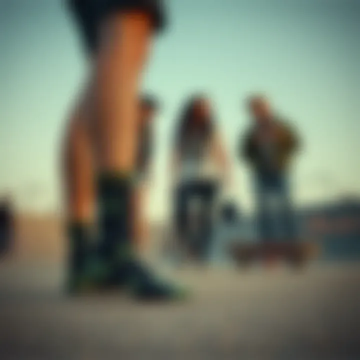 Community Vibe with Weed Ankle Socks at Skatepark Group of friends wearing weed ankle socks at a skatepark