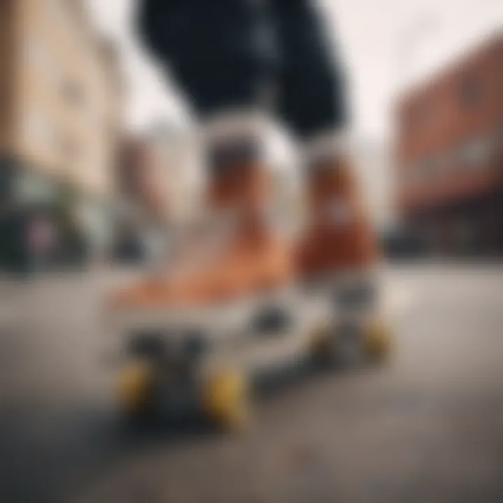 Half crew socks arranged with skateboarding gear