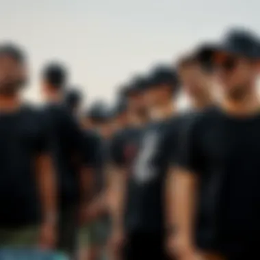 A historical collage showcasing the evolution of black t-shirts in skateboarding over the years.