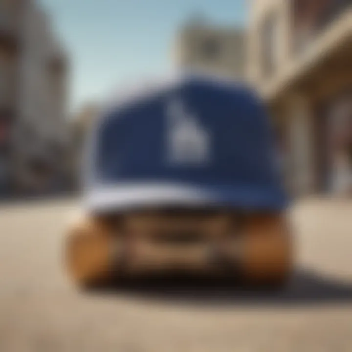 Vintage photo of the LA Dodgers hat worn in a skateboarding setting