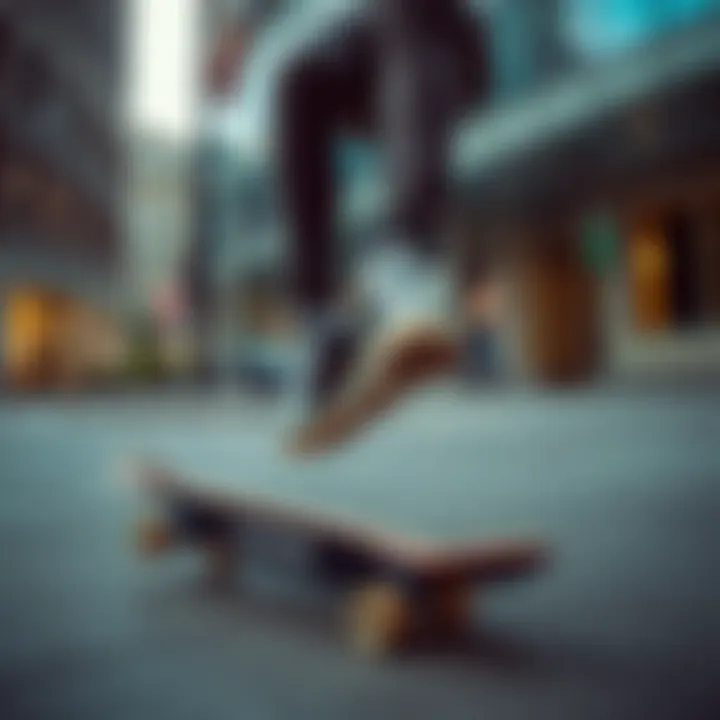 Dynamic Performance of Jackson Vista Skates in Action Skater performing tricks using Jackson Vista skates in an urban environment