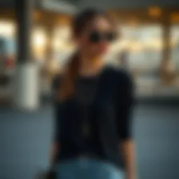 Elegant styling of black long sleeve t-shirt with accessories