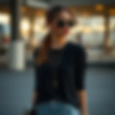 Elegant styling of black long sleeve t-shirt with accessories