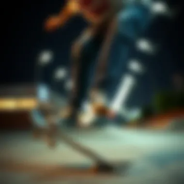 Skater in Action A skater performing a trick while wearing Levi's skateboard jeans, highlighting the jeans' functionality.